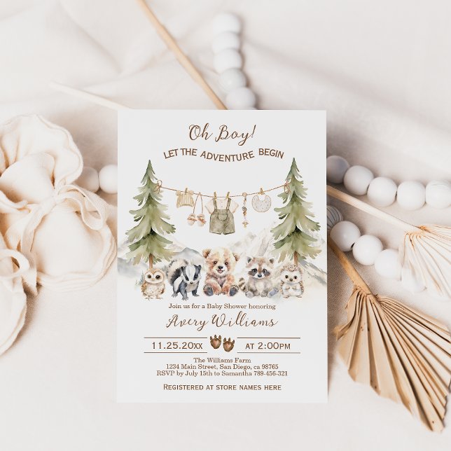 Woodland Adventure Oh Boy Baby Shower Invitation (Creator Uploaded)