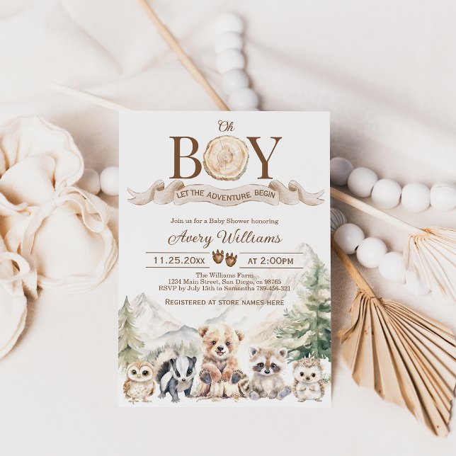Woodland Adventure Oh Boy Baby Shower Invitation (Creator Uploaded)