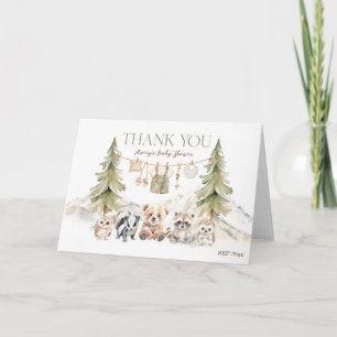 Woodland Adventure Oh Boy Baby Shower Letterpress Thank You Card