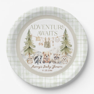 Woodland Adventure Oh Boy Baby Shower Paper Plates