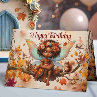 Woodland African American Fairy Happy Birthday