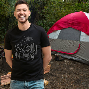 Woodland Airplane Mountain,Pine tree,Retro,Rustic T-Shirt