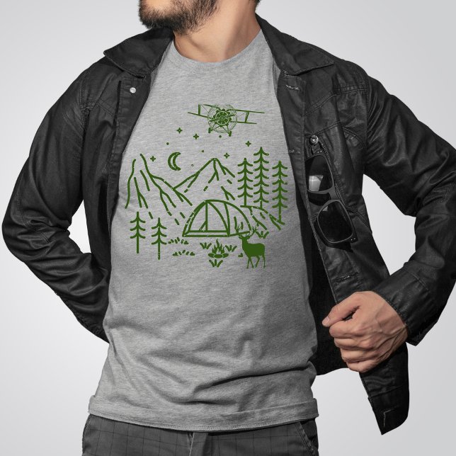 Woodland Airplane Mountain,Pine tree,Retro,Rustic T-Shirt (Creator Uploaded)
