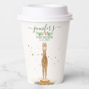 Woodland Alpaca Family Baby Shower Paper Cups