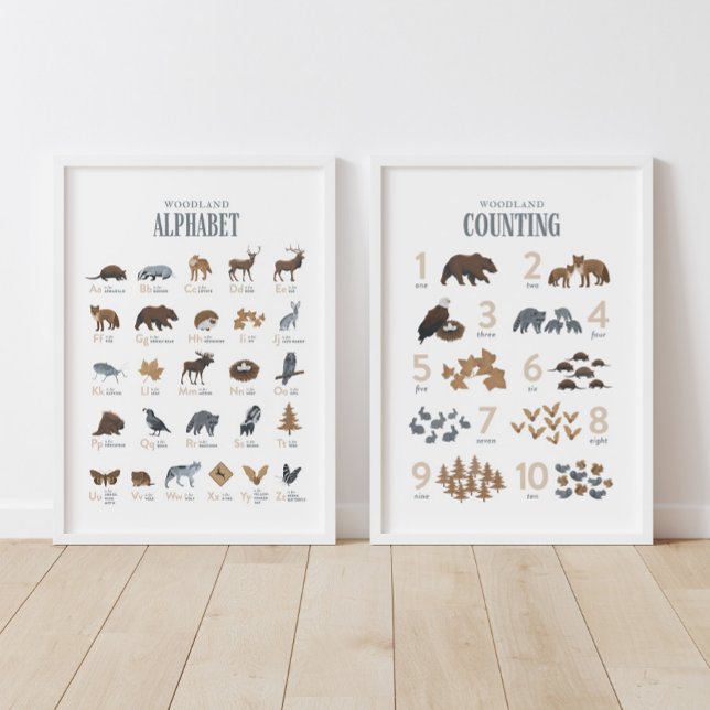 Woodland Alphabet and Counting Kids Room  Wall Art Sets (Creator Uploaded)