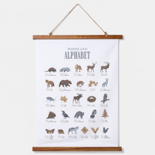 Woodland Alphabet Animal ABC Nursery Decor Hanging Tapestry