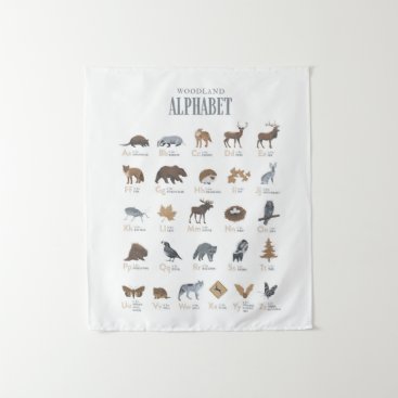 Woodland Alphabet Animal ABC Nursery Decor Tapestry
