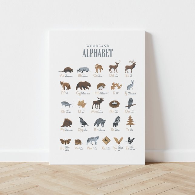 Woodland Alphabet Nursery Kids Room Canvas Print (Creator Uploaded)