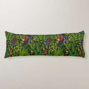 Woodland amimals and plants body pillow