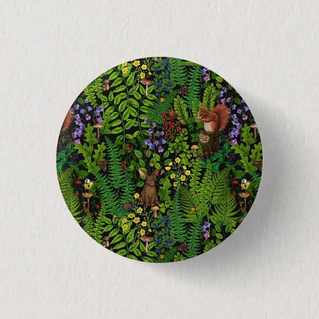 Woodland amimals and plants button (Front)