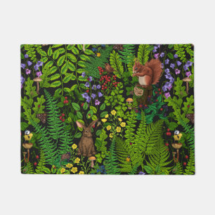 Woodland amimals and plants doormat