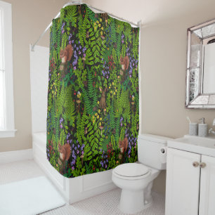 Woodland amimals and plants shower curtain