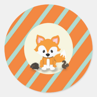 Woodland and Fox Baby Shower Invitation Sticker