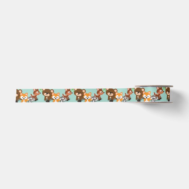 Woodland and Fox Baby Shower Ribbion Satin Ribbon (Front)