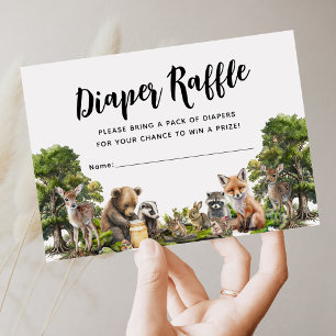 Woodland Aniamls Diaper Raffle Enclosure Card
