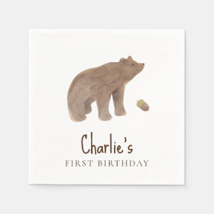 Woodland Animal 1st Birthday Party Paper Napkins