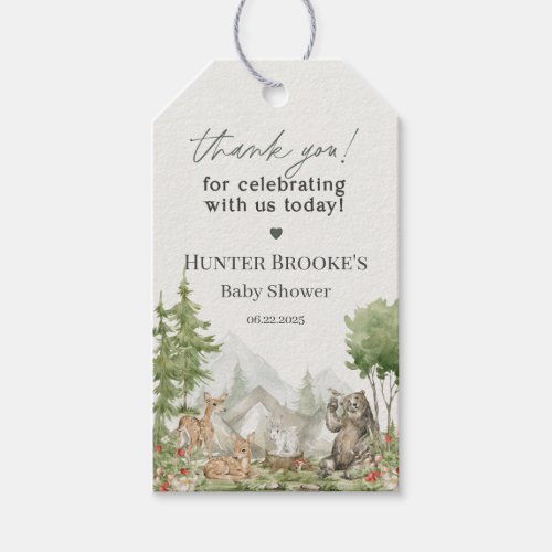 Woodland Animal Adventure Awaits Baby Shower Favor Gift Tags