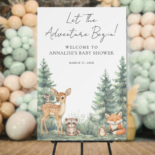Woodland Animal Adventure Baby Shower Welcome Sign