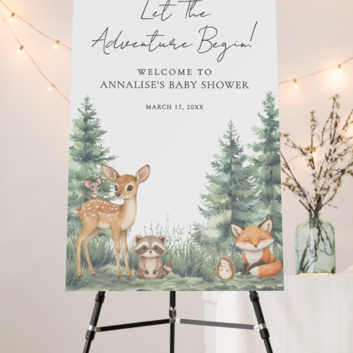 Woodland Animal Adventure Baby Shower Welcome Sign