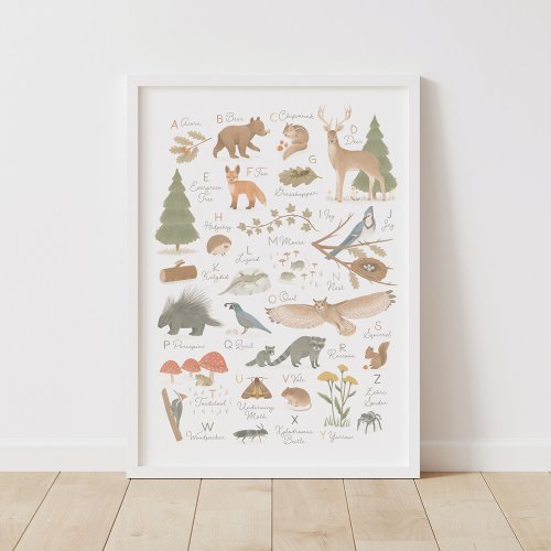 Woodland Animal Alphabet ABC Kids Room Decor