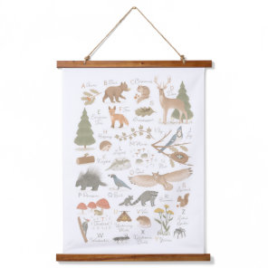Woodland Animal Alphabet ABC Kids Room Decor Hanging Tapestry