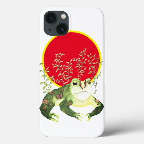 Woodland Animal Art Peaceful Green Frog iPhone 13 Case