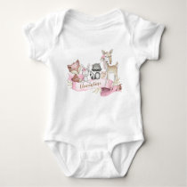 Woodland Animal Baby Girl Personalized Baby Bodysuit Woodland Animal Baby Girl Personalized Baby Bodysuit