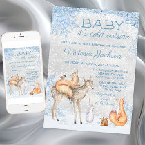 Woodland Animal Baby its Cold Outside Baby Shower  Invitation