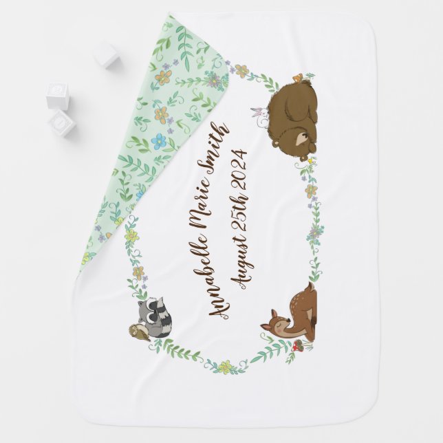 Woodland Animal Baby Shower Baby Blanket (In Situ)