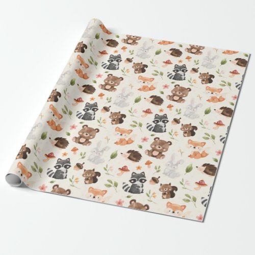 Woodland Animal Baby Shower Birthday Wrapping Paper