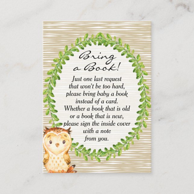 Woodland Animal Baby Shower Book Request Card (Front)