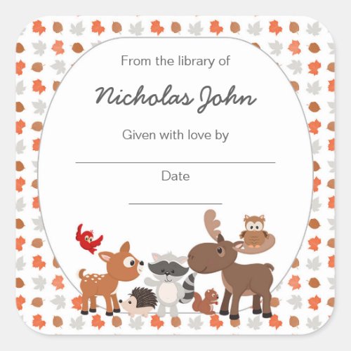 Woodland Animal Baby Shower Bookplates