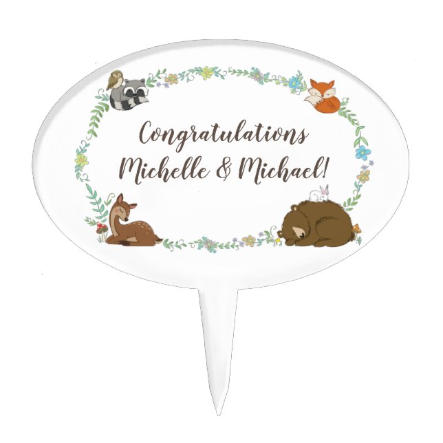 Woodland Animal Baby Shower Cake Topper (Front)