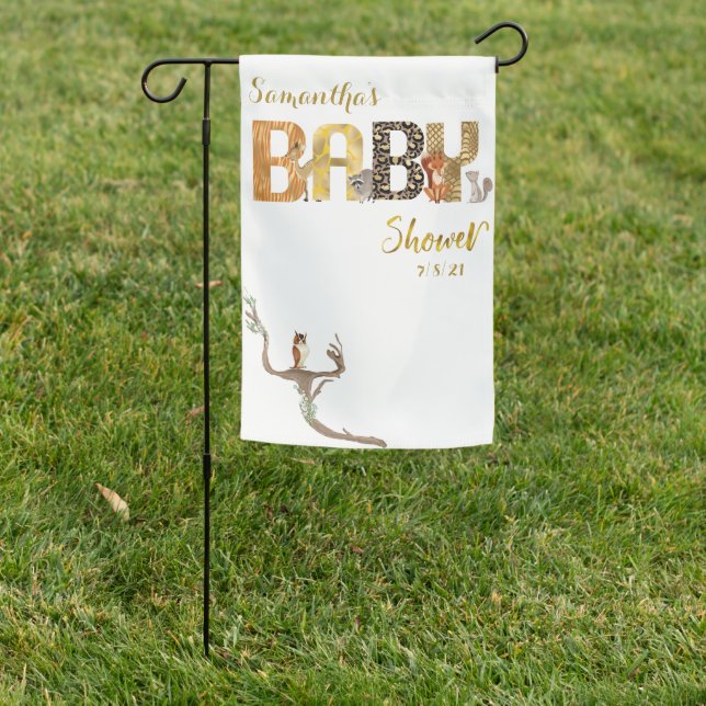 Woodland Animal Baby Shower Decor Garden Flag (In SItu)