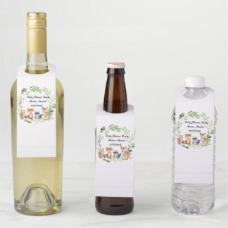 woodland animal baby shower design bottle hanger tag