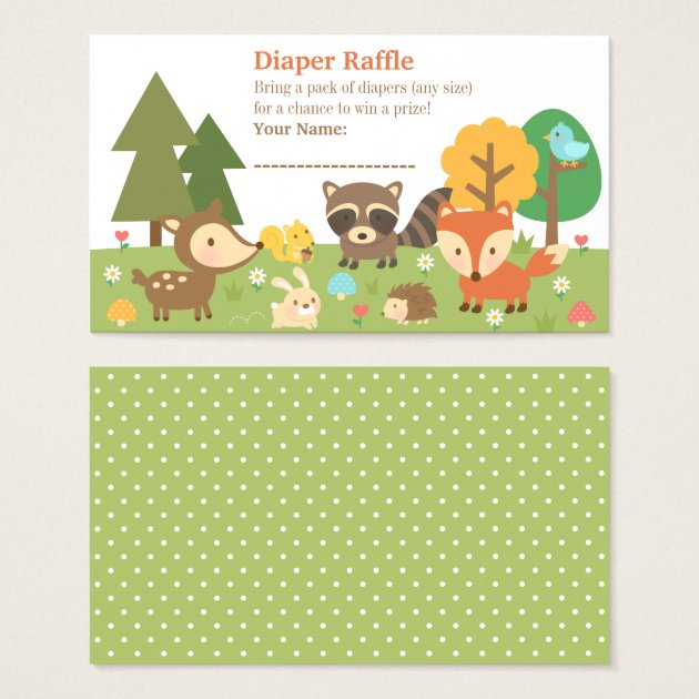 Woodland Animal Baby Shower Diaper Raffle Tickets
