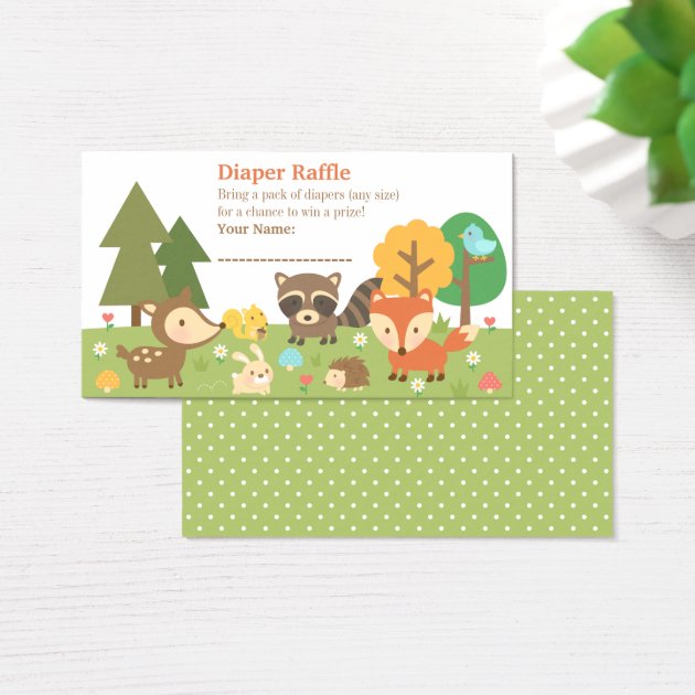 Woodland Animal Baby Shower Diaper Raffle Tickets