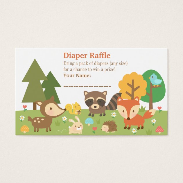 Woodland Animal Baby Shower Diaper Raffle Tickets