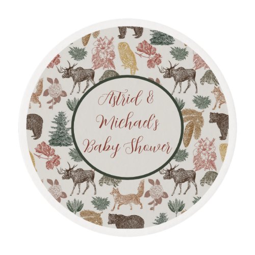 Woodland Animal Baby Shower  Edible Frosting Rounds