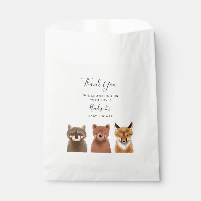Woodland Animal Baby Shower Favor Bag (Front)