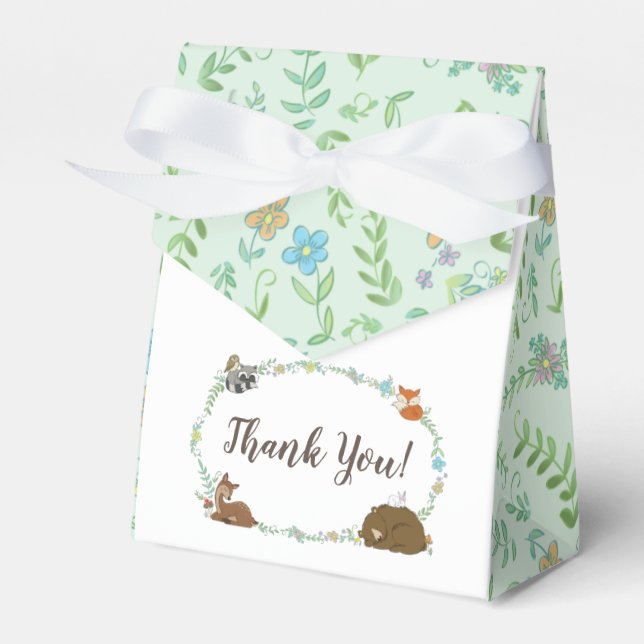 Woodland Animal Baby Shower Favor Boxes (Front Side)