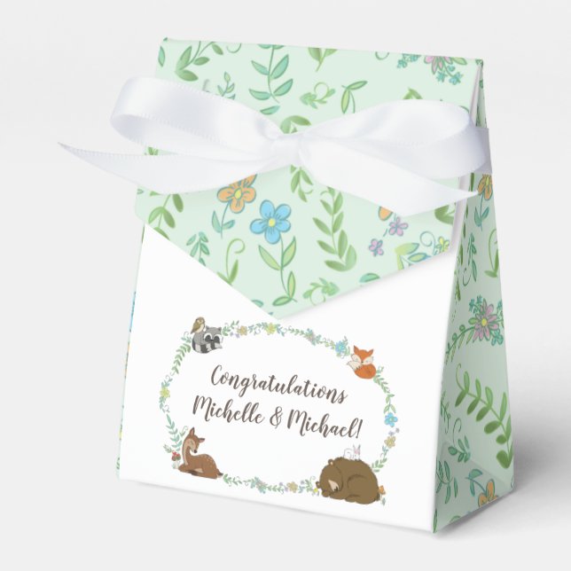 Woodland Animal Baby Shower Favor Boxes (Front Side)