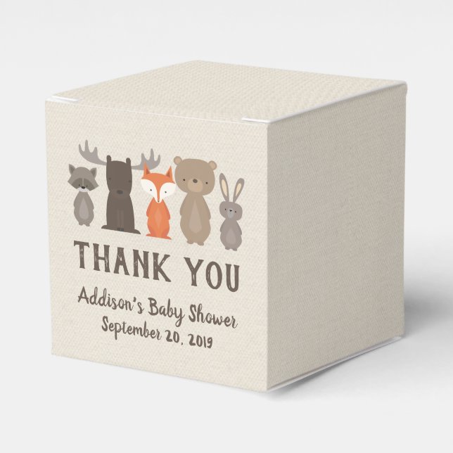 Woodland Animal Baby Shower Favor Boxes (Front Side)