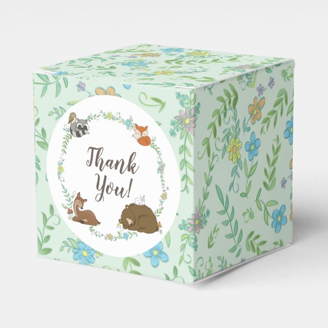 Woodland Animal Baby Shower Favor Boxes (Front Side)