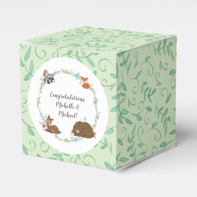 Woodland Animal Baby Shower Favor Boxes (Front Side)