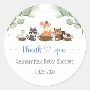 Woodland Animal Baby Shower Favor Round Sticker