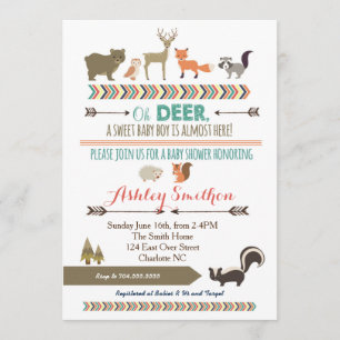 Woodland Animal Baby Shower Invitation