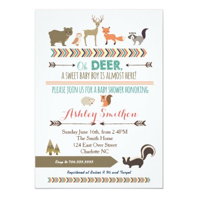 Woodland Animals Baby Shower Invitation Owl Fox Zazzle