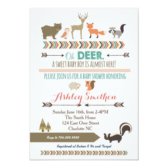 Woodland Animal Baby Shower Invitation Zazzle Com