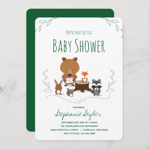 Woodland Animal Baby Shower Invitation